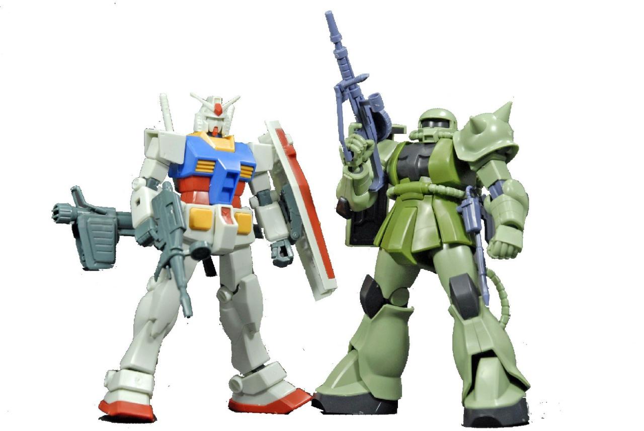 Bandai Hobby Gunpla Starter Set: Gundam Vs. Zaku Ii, Bandai Hguc Action  Figure