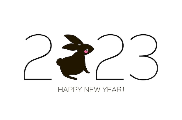 Happy Chinese New Year 2023 Zodiac Rabbit Sign Year Of The 토끼 종이 컷 아트 공예  스타일 귀여운 토끼 크리스마스 시간 | 프리미엄 벡터