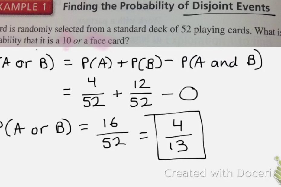 Probability Of Disjoint And Overlapping Events - Youtube