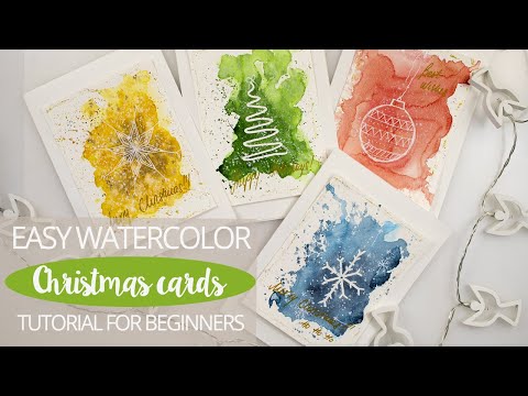 DIY simple Christmas CARDS in WATERCOLOR - tutorial with voiceover